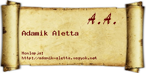 Adamik Aletta névjegykártya